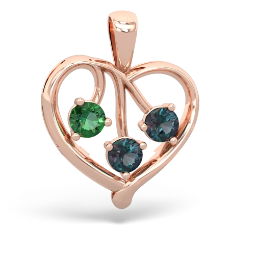 lab emerald-alexandrite love heart pendant