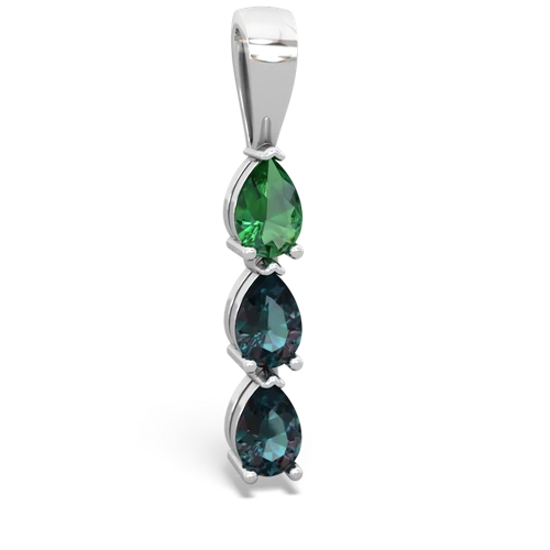 lab emerald-alexandrite three stone pendant