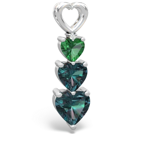 lab emerald-alexandrite three stone pendant