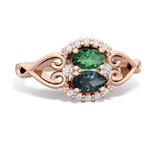 Lab Emerald Lab Created Emerald with Lab Created Alexandrite Love Nest ring Ring