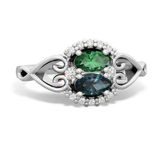 lab emerald-alexandrite antique keepsake ring