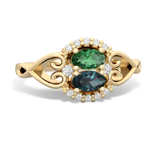 lab emerald-alexandrite antique keepsake ring