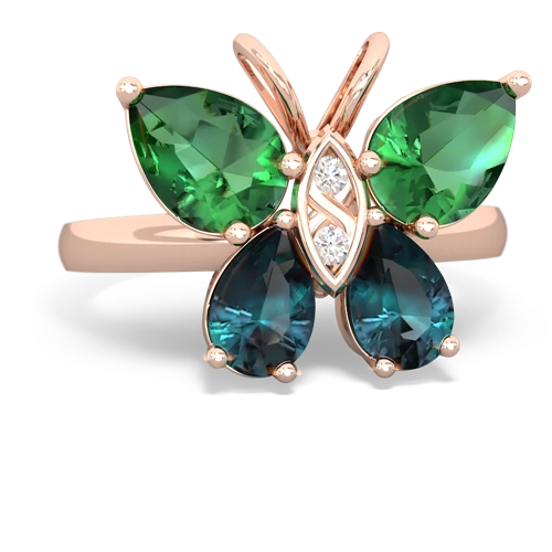 lab emerald-alexandrite butterfly ring