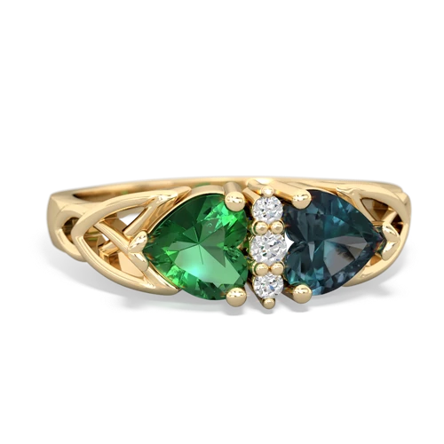 Lab Emerald Lab Created Emerald with Lab Created Alexandrite Celtic Trinity Knot ring Ring