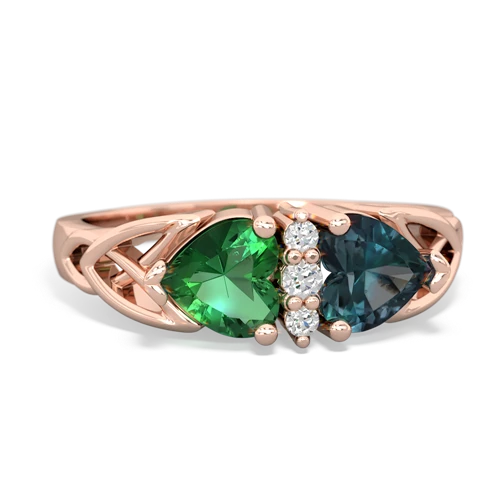 lab emerald-alexandrite celtic ring