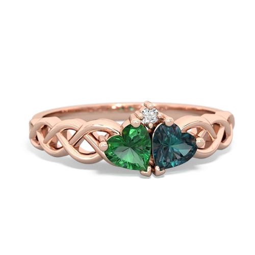 lab emerald-alexandrite celtic braid ring