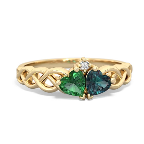 lab emerald-alexandrite celtic braid ring