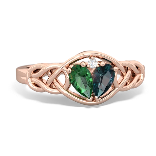 lab emerald-alexandrite celtic knot ring