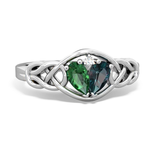 lab emerald-alexandrite celtic knot ring