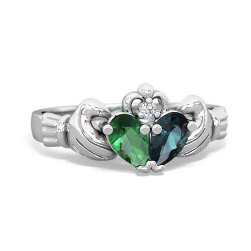 lab emerald-alexandrite claddagh ring