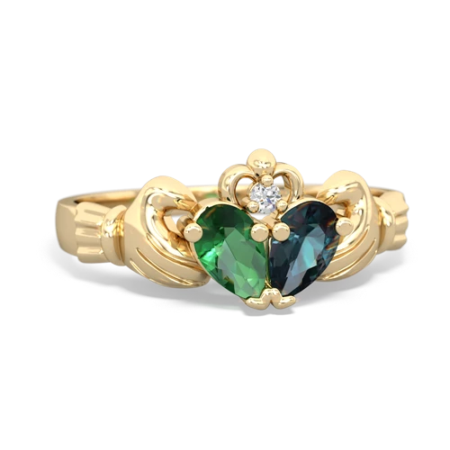 lab emerald-alexandrite claddagh ring