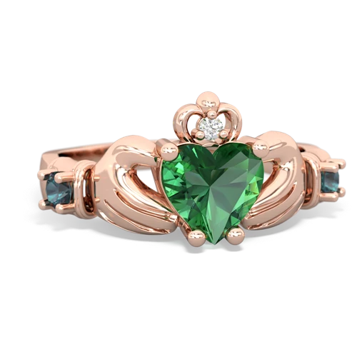 Lab Emerald Lab Created Emerald with Lab Created Alexandrite and Genuine Aquamarine Claddagh ring Ring