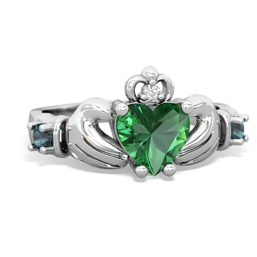 Lab Emerald Lab Created Emerald with Lab Created Alexandrite and  Claddagh ring Ring