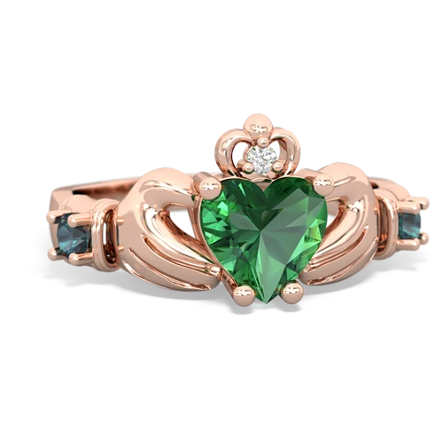 lab emerald-alexandrite claddagh ring