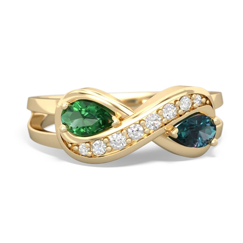 Lab Emerald Lab Created Emerald with Lab Created Alexandrite Diamond Infinity ring Ring