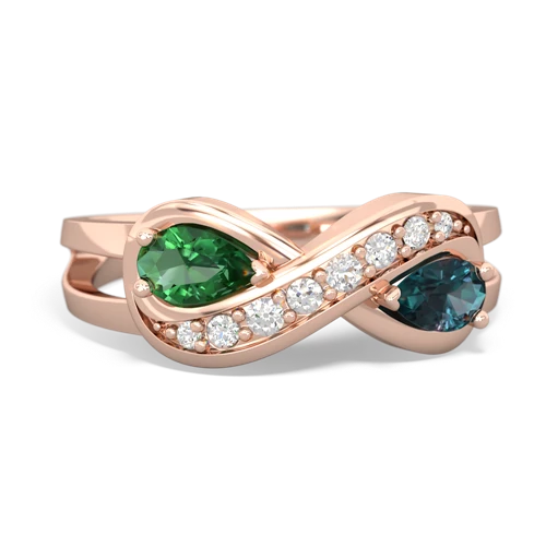 lab emerald-alexandrite diamond infinity ring