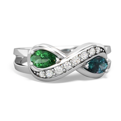 lab emerald-alexandrite diamond infinity ring