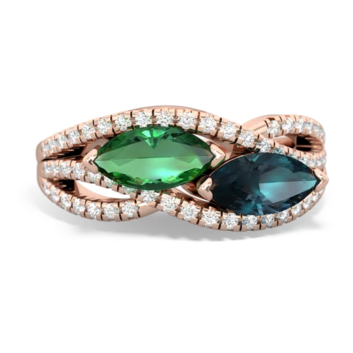 Lab Emerald Lab Created Emerald with Lab Created Alexandrite Diamond Rivers ring Ring