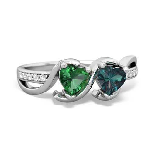 Lab Emerald Lab Created Emerald with Lab Created Alexandrite Side by Side ring Ring