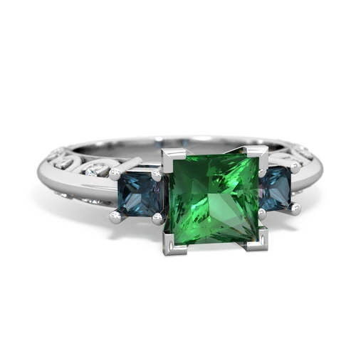 Lab Emerald Lab Created Emerald with Lab Created Alexandrite and Genuine Aquamarine Art Deco ring Ring