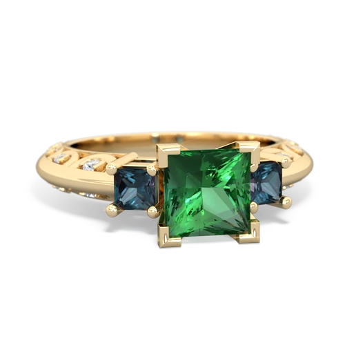 lab emerald-alexandrite engagement ring