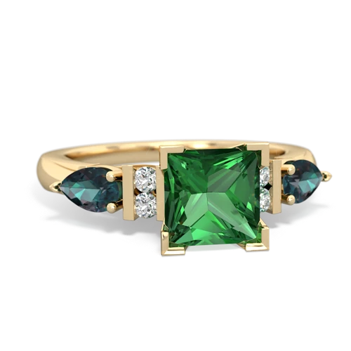 Lab Emerald Lab Created Emerald with Lab Created Alexandrite and Genuine Garnet Engagement ring Ring