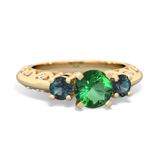 lab emerald-alexandrite engagement ring