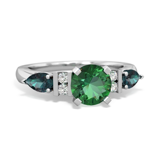 Lab Emerald Lab Created Emerald with Lab Created Alexandrite and  Engagement ring Ring