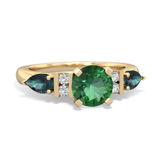 Lab Emerald Lab Created Emerald with Lab Created Alexandrite and Lab Created Pink Sapphire Engagement ring Ring