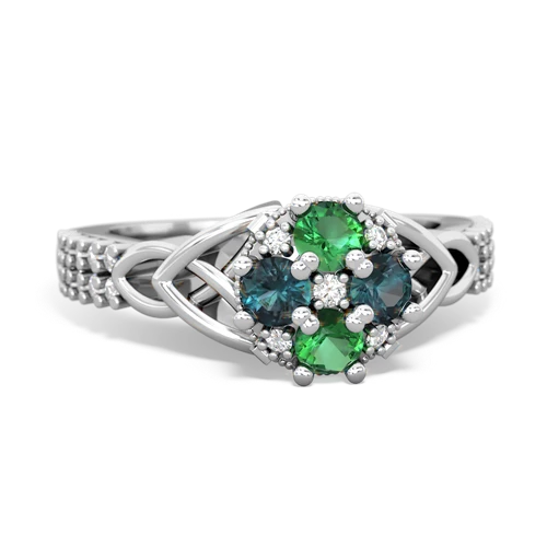 Lab Emerald Lab Created Emerald with Lab Created Alexandrite Celtic Knot Engagement ring Ring