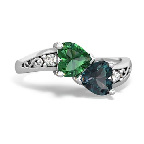 lab emerald-alexandrite filligree ring