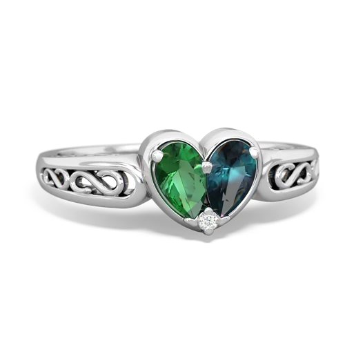 lab emerald-alexandrite filligree ring
