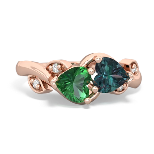 lab emerald-alexandrite floral keepsake ring