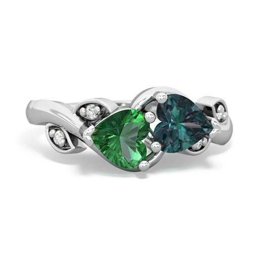 Lab Emerald Lab Created Emerald with Lab Created Alexandrite Floral Elegance ring Ring