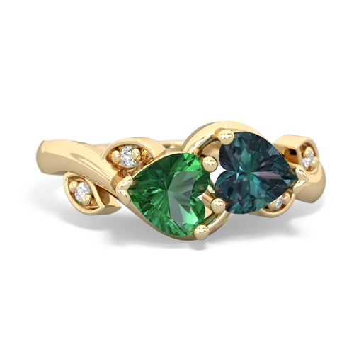 lab emerald-alexandrite floral keepsake ring