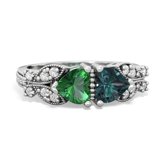 lab emerald-alexandrite keepsake butterfly ring