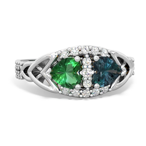 lab emerald-alexandrite keepsake engagement ring