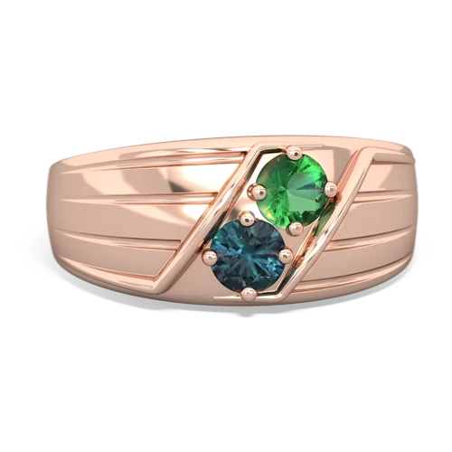 Lab Emerald Lab Created Emerald with Lab Created Alexandrite Art Deco Men's ring Ring