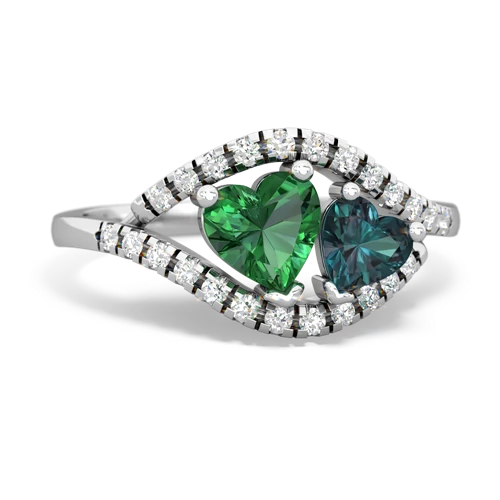 Lab Emerald Lab Created Emerald with Lab Created Alexandrite Mother and Child ring Ring