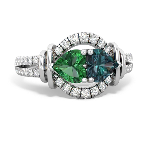 Lab Emerald Lab Created Emerald with Lab Created Alexandrite Art-Deco Keepsake ring Ring
