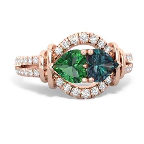 lab emerald-alexandrite pave keepsake ring