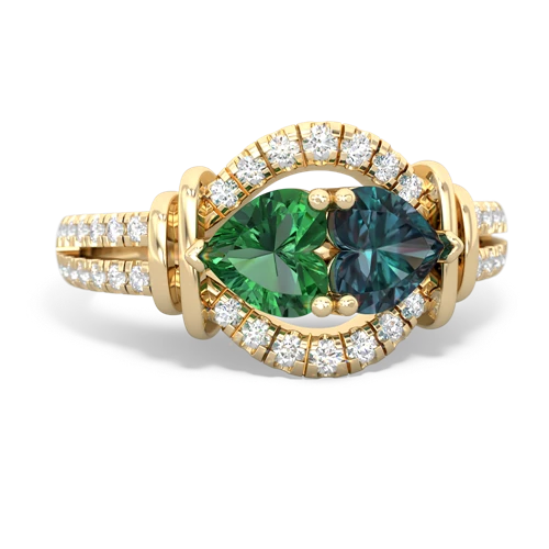 lab emerald-alexandrite pave keepsake ring