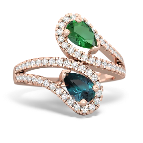 Lab Emerald Lab Created Emerald with Lab Created Alexandrite Diamond Dazzler ring Ring
