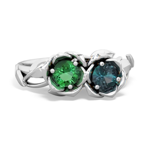 lab emerald-alexandrite roses ring