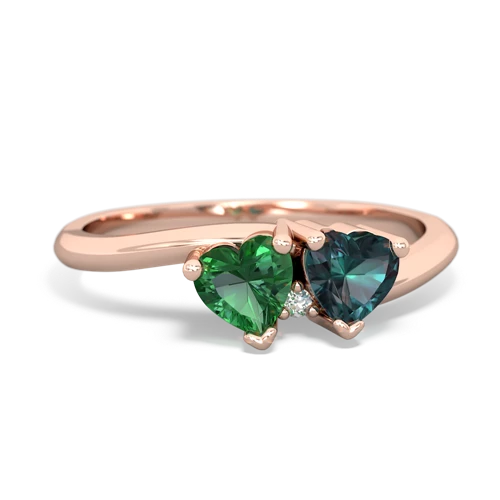 lab emerald-alexandrite sweethearts promise ring