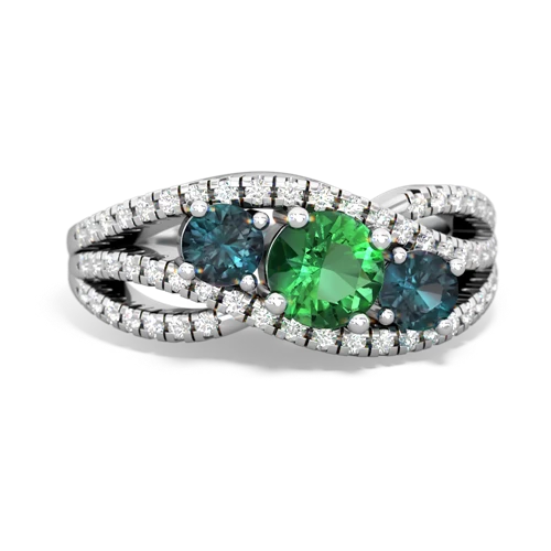 lab emerald-alexandrite three stone pave ring