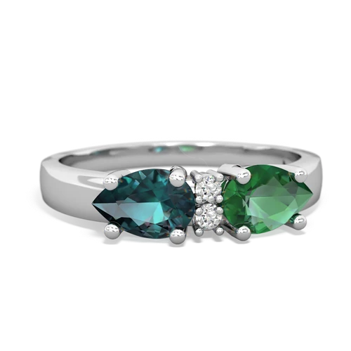 Lab Emerald Lab Created Emerald with Lab Created Alexandrite Pear Bowtie ring Ring