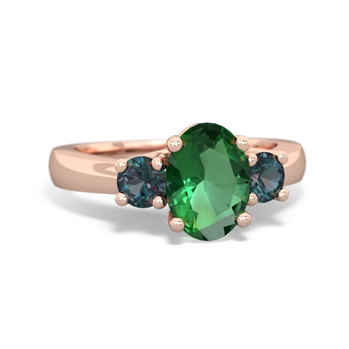 Lab Emerald Lab Created Emerald with Lab Created Alexandrite Three Stone Trellis ring Ring