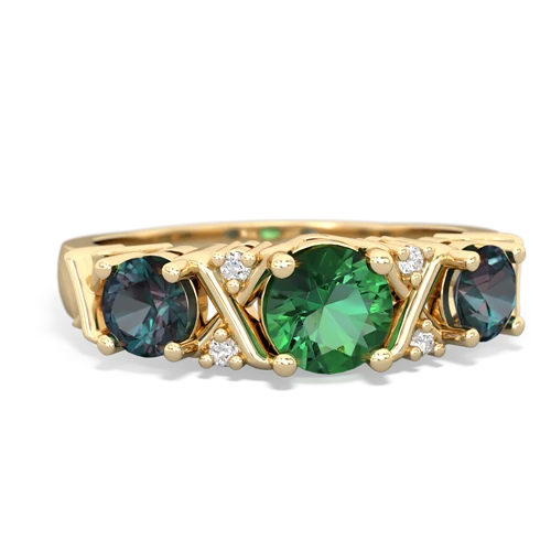 Lab Emerald Lab Created Emerald with Lab Created Alexandrite and Genuine Smoky Quartz Hugs and Kisses ring Ring