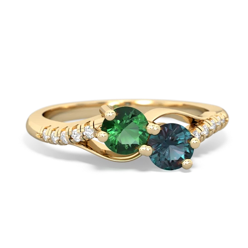 Lab Emerald Lab Created Emerald with Lab Created Alexandrite Two Stone Infinity ring Ring